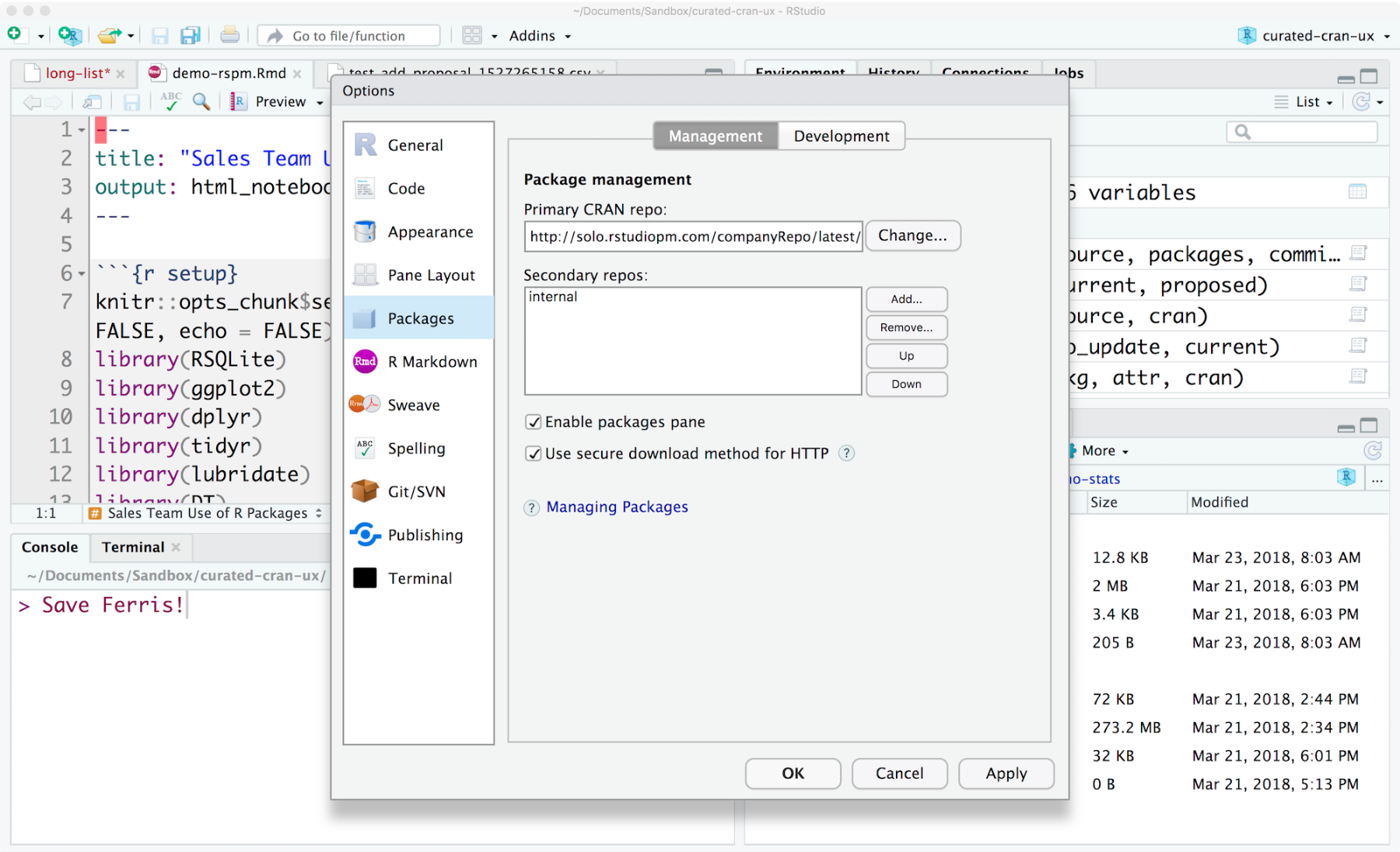 rstudio package manager